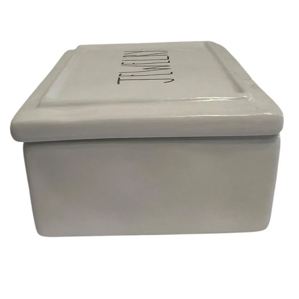 Jewelry Box Rae Dunn Ceramic White Lidded Vanity Organizer Farmhouse Decor
